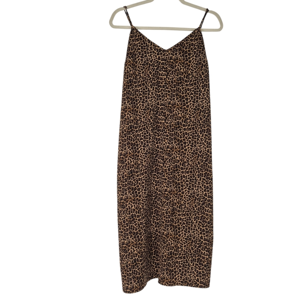 J.Crew Leopard V-neck Satin Animal Print slip‎ dress